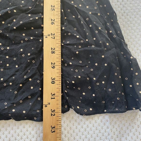 Free People Intimately Mini Slip Dress Ruffled Black Gold Dot Medium Button Back - Picture 11 of 13